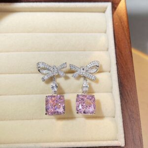 Two-way Bow Crushed Ice Cutting Earrings