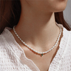 Rice Pearl Drop Necklace