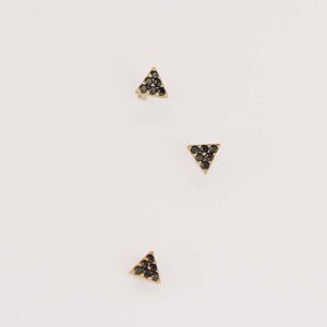 9K Pave Black Triangle Stud Earrings