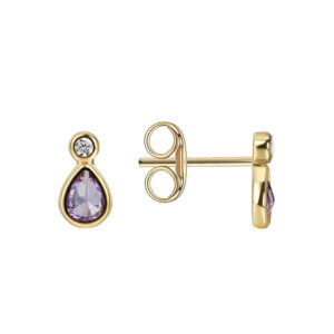 Small fresh water drop shaped purple zircon earrings