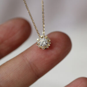 9K Halo Round Necklace - Image 6