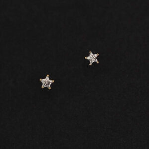 9K Solitaire Star Stud Earrings