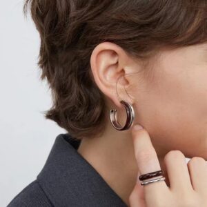 Two Line Enamel Ring Earrings