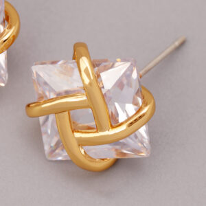 Square CZ Twirling Earrings
