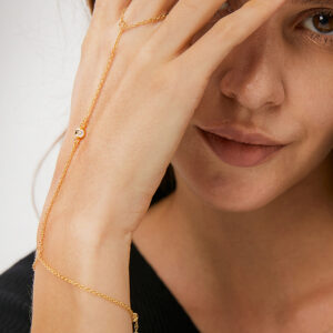 Zircon set finger bracelet ring set chain