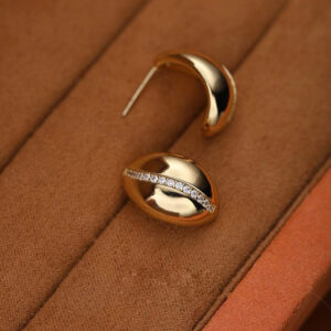 Half round coffee bean stud earrings