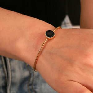 Black agate bracelet thin strip living arm bracelet