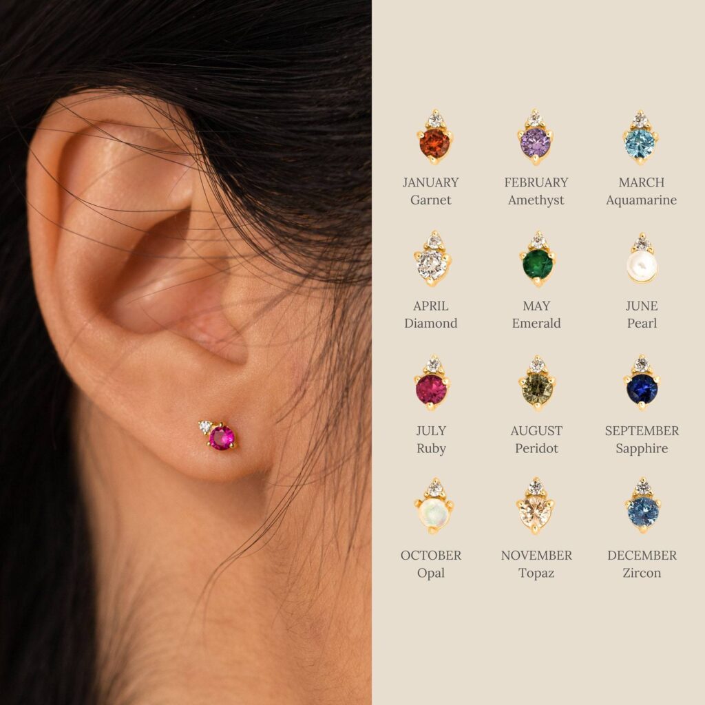 Elegant Birth Stone Studs