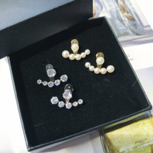 Elegant CZ Pearl Jacket Earrings