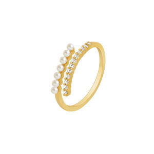 Cross Line Pearl Ring