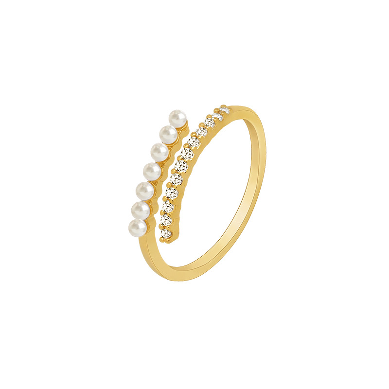 Cross Line Pearl Ring